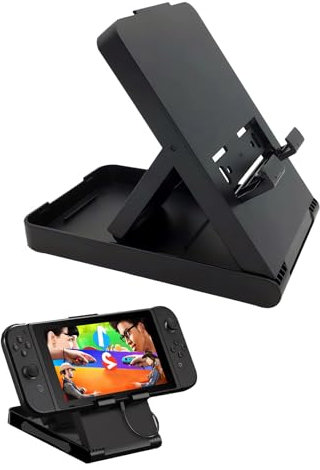 EUYKQNOI Soporte para Switch/Switch Lite/Switch OLED,Ajustable aplicable a Switch Playstand,Portátil Plegable Soporte con Tarjeta de Juego Ranura Antideslizante Base Swith,Negro