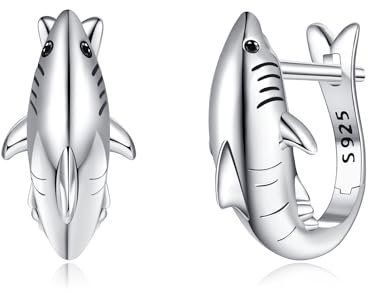 Hai Ohrringe für Frauen Sterling Silber Hai Creolen Schmuck Frauen