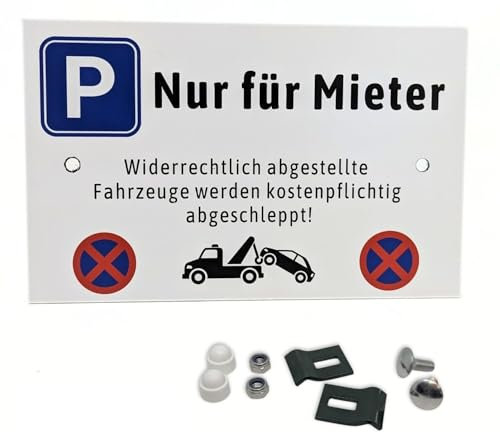 Zaunschild - Parken nur für Mieter - Perfekt für Doppelstabmattenzäune, Doppelstab. Zaun, Hinweisschild 30cm x 19cm