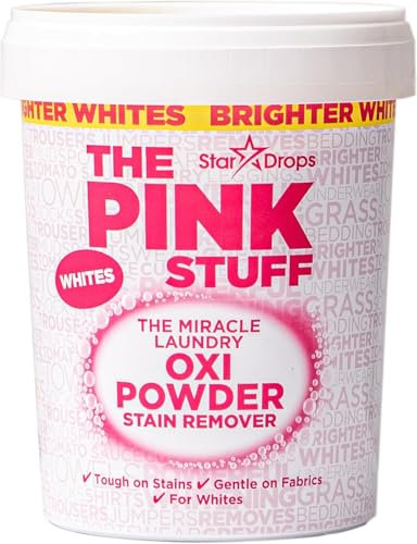 Epished Pink Stuff Miracle Laundry Oxi Stain Remover Powder for Whites 1KG Powerful Stain Lifting Oxygen Bleach Formula Whitens Brightens Deep Cleans Fabric Safe Laundry Booster Washing Machine Use