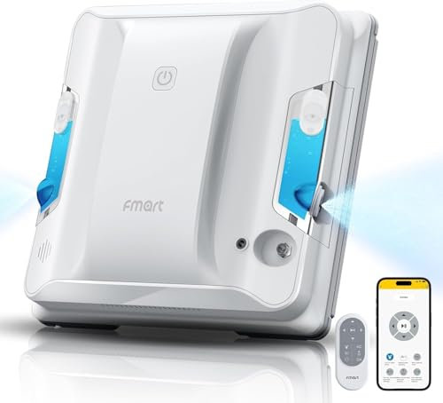 Fmart Fensterputzroboter mit Sprühfunktion W7, automatischer fensterroboter, leistungsstarke 3800pa Saugkraft, 50ml Wassertank, automatische Bahnplanung, APP-Steuerung