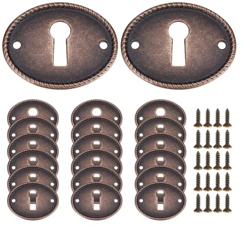 PH PandaHall 20pcs Cache Trou de Serrure Ovale Plaque D'Écusson de Trou de Serrure Couvercle D'Œillet Décoratif Rosaces de Serrures Vintage avec 40 vis pour Quincaillerie Meubles Bureau Décoration