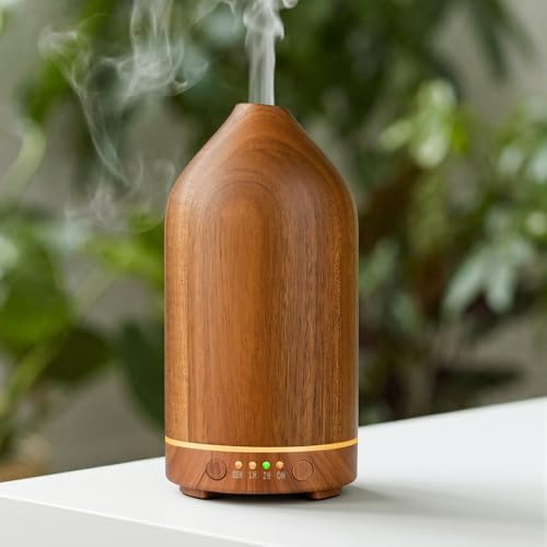 Vankarr Holz Aroma Diffuser für ätherische öle Ultraschall Diffuser Akazienholz Aromatherapie Diffusor für Yoga Büro Schlafzimmer, 100ml