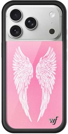 Wildflower Cases – kompatibel mit iPhone 17 Pro, schwarze Schutzhülle, zertifiziert für Falltest aus 1,98 m Höhe, frauengeführtes Kleinunternehmen | weiße Rosenflügel