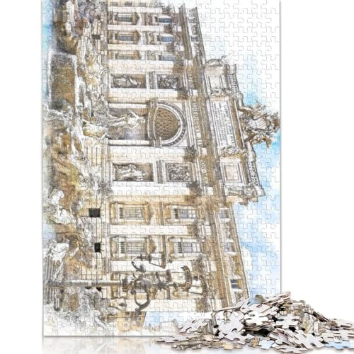 Rompecabezas de Madera Cuadrado Creativo de 500 Piezas de la Fontana de Trevi, Roma, Italia, para Adultos, Juego Educativo, Juguete de desafío, 500 Piezas (52 x 38 cm)