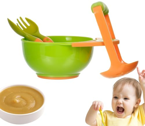 Nbbwwu Babybrei Stampfer Schüssel - Mit Löffel Und Gabel Mit Verbrennungsschutz Und Rutschfesten Utensilien - Babynahrung Gemüsebrei Hersteller | für Gemüse, Obst, Fisch, Kartoffel, Ingwer und