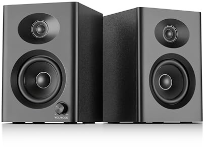 NSY Audio Bookshelf Speakers for Record Player, 60W Bluetooth Surround Sound Speakers with Bass, Active Computer Speakers for Desktop PC, Monitors, Laptop, Gaming, TV, Black Pair
