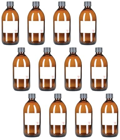 TEC 500ml Bottles Amber Glass with Screw Caps 65% Recycled(12)