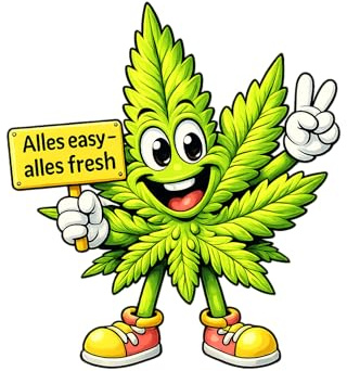 Duftbaum Auto Lufterfrischer Cannabis Blatt „Alles easy – Alles fresh“ – Marihuana Weed Duftbaum zum Aufhängen am Rückspiegel – lustiges 420 Geschenk für Kiffer & Cannabis Fans (7 x 6,5 cm)