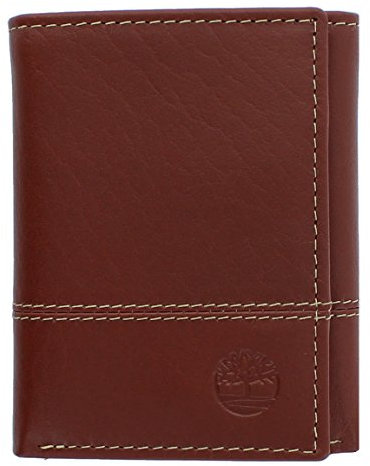 Timberland Herren Geldbörse aus Echtem Leder, RFID-blockierend, Gefaltet Reisezubehör, dreifach Faltbare Brieftasche, Cognac, Einheitsgröße