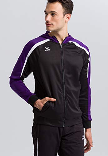 ERIMA Kinder Jacke Liga 2.0 Trainingsjacke mit Kapuze, schwarz/violet/weiß, 116, 1071850