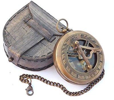 Vintage Kompass Sonnenuhr Antik massiv Messing Compass|Sundial Gift|Compass in Einer Box|Compass Outdoor|navigational Kompass mit Leder Fall Metall Bronze