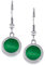 Quiges Silber Edelstahl Ohrringe 12mm Mini Coin Tropfen Ohrhänger und Grasgrüner Katzenauge