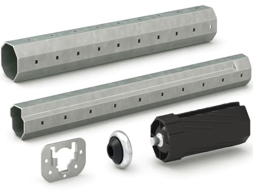 markiso I Rolladenwelle SW60 Rollladenwelle Stahlwelle mit Teleskopwelle Welle für Rolladen - inkl. Wellenkapsel & Lager Komplett SET 200-230 cm frei einstellbar KEIN ZUSCHNEIDEN NOTWENDIG