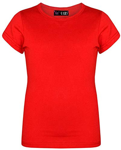 A2Z 4 Kids Girls T Shirts Cotton Plain Tie Dye Short Sleeves T Shirts Top Soft Feel Trendy - Girls T Shirt Red 9-10
