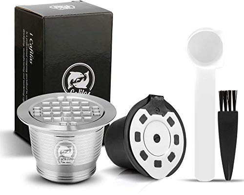 1 Capsule Nepresso Rechargeable En Acier Inoxydable, 1 Capsule Nepresso Réutilisable En Plastique Pour Machine Nepresso Avec Cuillère Et Pinceau
