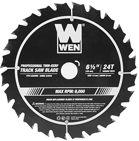 WEN BL6525 6.5-Inch 24-Tooth Carbide-Tipped Thin-Kerf Professional Track Saw Blade with PTFE Coating