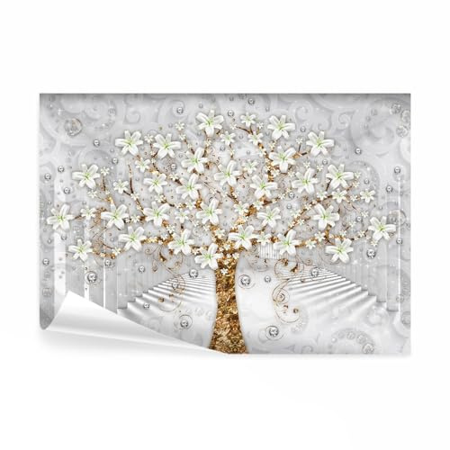 decomonkey Fototapete Blumen Baum, 250x175 cm, XL, Gustav Klimt Lilien