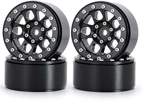 XUNJIAJIE 4 Stück 1,9 RC Felge Felgenringe 1,9zoll Beadlock Radfelge für 1/10th RC Crawler Axial SCX10, SCX10-ii 90046,SCX10-III,TRX4 Modell-Auto