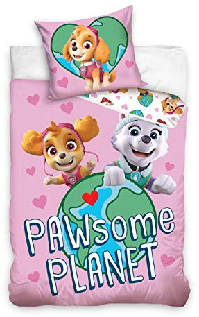 Bettwäsche Paw Patrol Pawsome Planet – wendbarer Bettbezug 140 x 200 cm + Kissenbezug 65 x 65 cm 100% Baumwolle