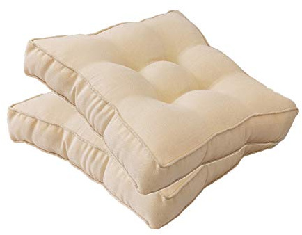 FANSU Stuhlkissen Set 2er, Tatami Sitzkissen Leinen Weiches Stuhl Auflage Atmungsaktiv Komfortable Füllung Sitzpolster für Indoor Zuhause Stuhl Outdoor Balkon Garten (Nicht-gerade Weiss,45x45x9cm)