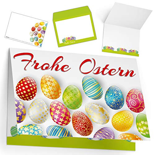 BREITENWERK Osterkarten mit Umschlag (15er Set) EDLE OSTEREIER - edle Premium Klappkarten - ideal privat und geschäftlich - Frohe Ostern Karten