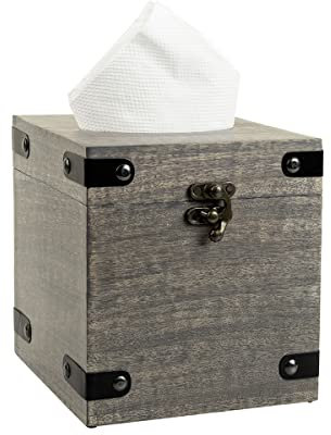 GoCraft Taschentuchbox aus Holz, quadratisch, für Badezimmer, Schminktisch, Schlafzimmer-Kommoden, Nachttische, Schreibtische und Tische – 14,6 x 14,6 x 16,5 cm