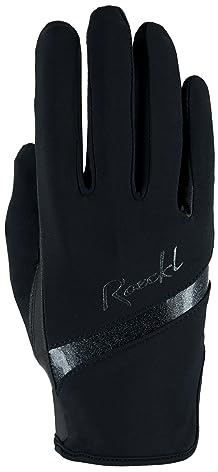 Roeckl Sports Reithandschuh Lorraine, 5 Farben, Größe 6-8.5 | Glitzer-Details | atmungsaktive Nylon-Oberhand | riegellose Schlupfform | griffige PU-Innenhand