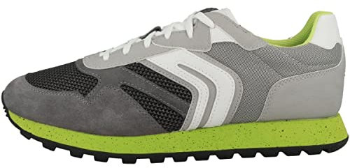 Geox Herren U Ponente Sneakers, Grey Lime, 42 EU