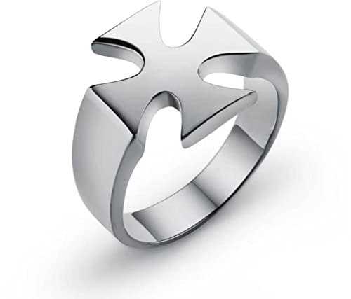 HCMA Men's Knight Templar Cross Rings Black Punk Crusaders Band Rings for Men's Stainless Steel Polished Signet Rings Jewelry Gift