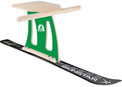 SkiBock XL Skirodel Komplett-Set Schlitten Ski Schnee Rodel Winter grün