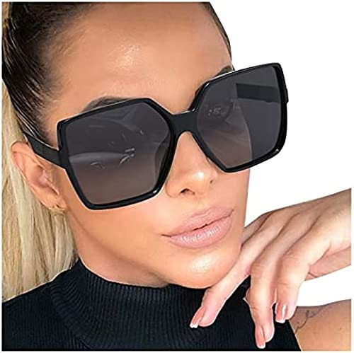 Youning Damen Herren Vintage Retro Groß Sonnenbrille Quadratische Durchsichtige Sonnenbrille Outdoor Brille UV400 Schutz Polarisierte Sonnenbrille für Unisex Gradient Lens Eyewear Sunglasses