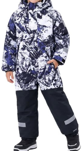 Gogokids Combinaisons de Neige pour Enfants, Combinaisons de Ski une Pièce Imperméables pour Garçons et Filles, Noir, M