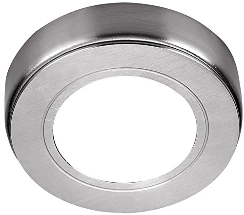 Loops 1 Pack | Bright 2.6W LED Under Cabinet Spot Light & Driver Kit | Kitchen Worktop Countertop Cupboard Unit Down Light | Modern Round Lighting Brushed Nickel 1 Light & Driver