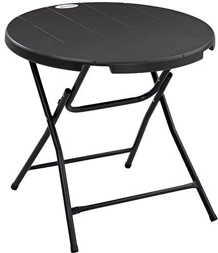 Outsunny Table de Jardin Ronde Table de Salle à Manger extérieur pour 4 Personnes avec Plateau en HDPE et Cadre en Acier dim. Ø 80 x 73H cm Gris foncé