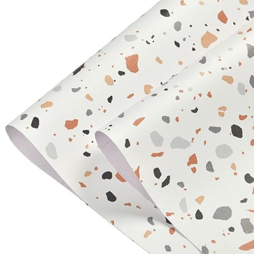 Terrazzo PVC étanche auto-adhésif papier peint for chambre mur salon décor vinyle meubles rénovation papier de Contact (Color : Terrazzo orange, Size : 60 x 40 cm Sample)