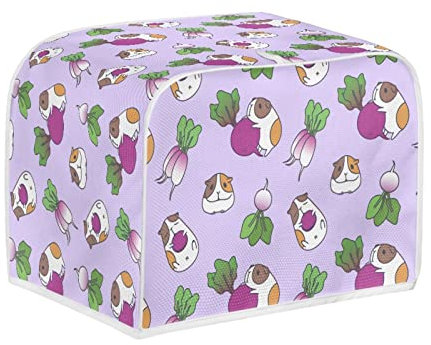 Kuiaobaty 2 coperture per tostapane con stampa ravanello di porcellini d'India, custodia per polvere in spandex simile alla lino viola per macchina tostapane