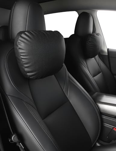 TPARTS Kopfstütze Nackenkissen aus Leder für Tesla Model Y/X/3/S, Tesla Model 3 Zubehör, Tesla Model Y Zubehör, Auto-Nackenkissen für Reisen (1 Stück, schwarz)