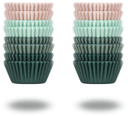 Mini Muffins papierförmchen,400 Stück,Fettdichte Pergament,Muffinförmchen papier aus Pergament Calyx-Serie,für Party & Weihnachten & Hochzeit,Minigröße