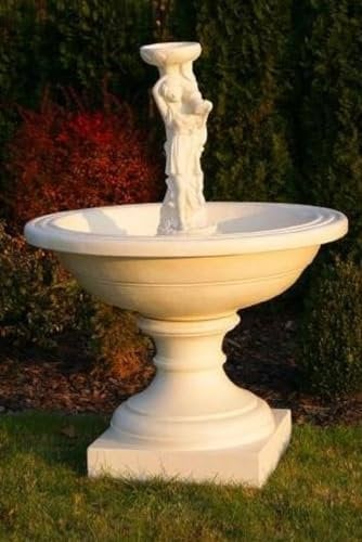 Casa Padrino Fuente Barroco Beige Ø 102 x A. 136 cm - Magnífica Fuente de jardín Estilo Barroco - Fuente Redonda de Piedra para decoración de jardín - Decoración de jardín barrocos
