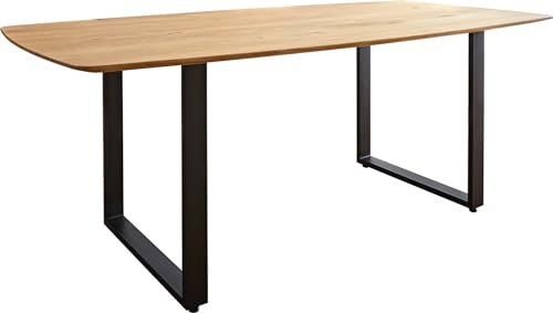 DELIFE Esszimmertisch Edge Boot Eiche Natur 200x100x2,5-3 Kufe Schwarz Esstisch