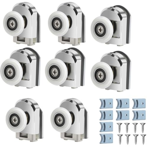 Cokritsm Ruedas para puerta de ducha, 25 mm, 8 unidades de ruedas de repuesto para puertas de ducha, ruedas para cabina de ducha, ruedas de repuesto para baño, puertas de cristal de 4 a 6 mm