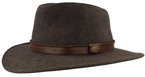 Breiter Rollbarer Outdoor Filzhut Trekkinghut 100% Wolle Wasserabweisend Hut faltbar Ledergarnitur Grau 59