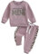 Vioyavo Top Bambina Stampa Leopardo + Pantaloni Lunghi Completo Bambina Neonato Felpa Manica Lunga e Pantaloni Bambina (Viola, 18-24 Months)