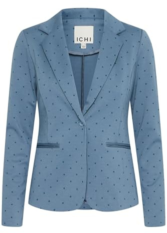 ICHI IHKATE Damen Blazer Jackenblazer mit Reverskragen 1-Knopf-Form V-Ausschnitt Gemustert Slim fit