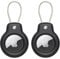 2PCS Air tag Holder - Air-Tag Secure Holder With Wire Cable Compatible with Apple, Air Tag Lock Case Scratch-Resistant Air tag Keyring, Air tag Tracker for Apple Cover Protector Keychain(Black/Black)