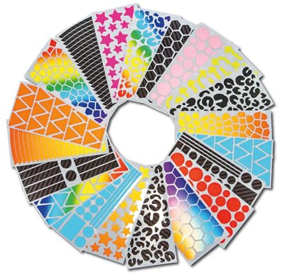 Klebe-X Reflektoren Sticker Set Fahrrad nach Konfiguration - viele Farben und Motive direkt nach Wunsch - Reflektoren Kinder für Fahrrad - Helm - Roller - Kinderwagen