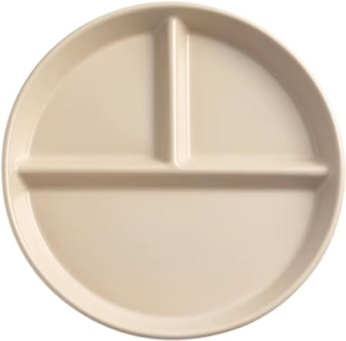Assiette divisée 3 couleurs Sectio4, assiettes en céramique de 8 pouces pour assiettes à salade, assiette de vaisselle, assiette de service, passe au micro-ondes, kaki, 1 pièce