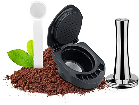 Adaptateur de capsule réutilisable BENFUCHEN compatible avec DolceGusto, rechargeant votre café moulu préféré compatible avec Piccolo XS/Genio S, avec un tamper à café