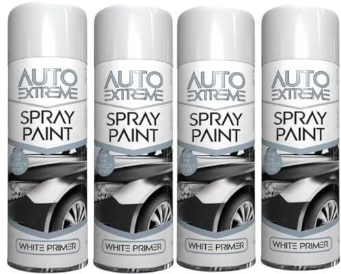 SDMAX All Purpose White Primer Spray Paint, Suitable for Wood, Metal, Plastic, and, Glass Surface, Fast Drying, Easy Application, Interior and Exterior Usage, 250ML (4 Pcs)
